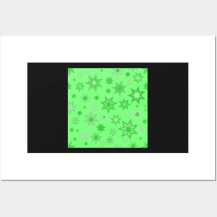 Green Stars on Green Repeat 5748 Posters and Art